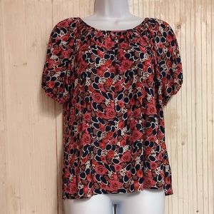 Cathy Daniel’s Petite| Navy & Pink Blouse